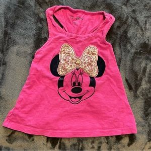 Disney Minnie Mouse Pink Cross Back Tank Top Toddler Girls size 3T